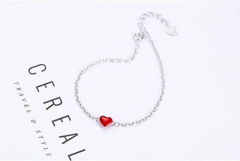 سوار فضي من fytease للنساء والفتيات المراهقات، سوار سلسلة على شكل قلب الحب مع هدايا مجوهرات عصرية من الزركون in Kuwait