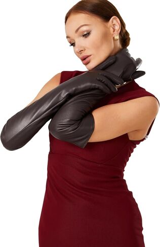 VIKIDEER Warm Soft Long Leather Gloves Women Plush Lined Full Touchscreen Luxury Gloves for Evening Opera Arty Costume 23.6'' in Saudi Arabia