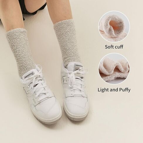MONFOOT Women's and Men's 2-3 Pack Super Soft Warm Fuzzy Cozy Slipper Crew Socks in Kuwait