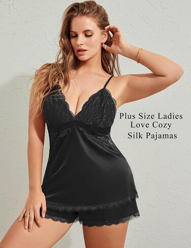 Avidlove Women Sleepwear Satin Pajamas Set Lace Camisole Shorts Nightwear in Saudi Arabia