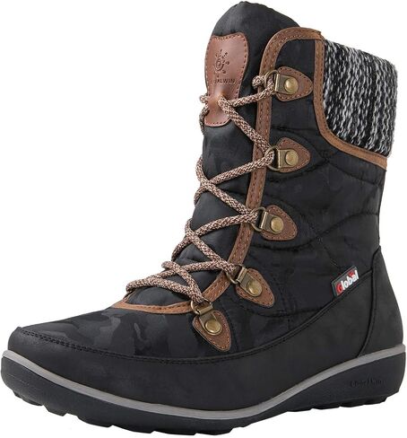 GLOBALWIN Women's Snow Boots Waterproof Mid-Calf Winter Boots for Women with Quilted Knit Panels, Warm Fleece Lining, and Non-Slip Insulated Outdoor Sole in Saudi Arabia