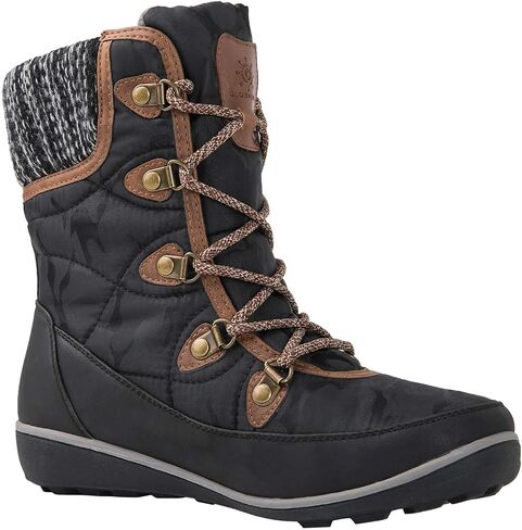 GLOBALWIN Women's Snow Boots Waterproof Mid-Calf Winter Boots for Women with Quilted Knit Panels, Warm Fleece Lining, and Non-Slip Insulated Outdoor Sole in Saudi Arabia