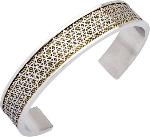 555Jewelry Exclusive Stainless Steel Star of David Open Cuff Bangle Bracelet for Men in Kuwait