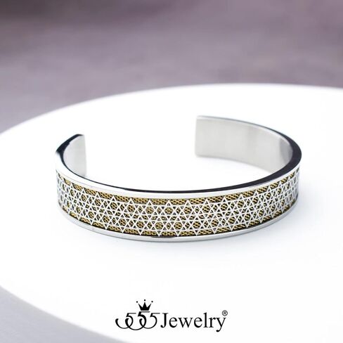 555Jewelry Exclusive Stainless Steel Star of David Open Cuff Bangle Bracelet for Men in Kuwait