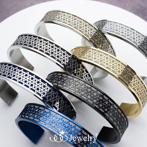 555Jewelry Exclusive Stainless Steel Star of David Open Cuff Bangle Bracelet for Men in Kuwait