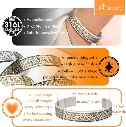 555Jewelry Exclusive Stainless Steel Star of David Open Cuff Bangle Bracelet for Men in Kuwait