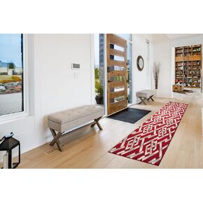 ShadesU Smart Custom Size Modern Geometric Design Non-Slip Hallway Runner Rug Carpet Low-Pile 0,3" Non Slip Backed (Grey Color, 31inch Wide x 16ft Length) in Kuwait