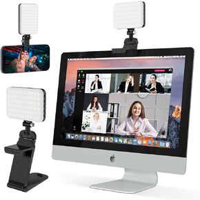 مصباح LED متدفق من ALTSON مع حامل للكمبيوتر المحمول، حامل شاشة 2 في 1 وحامل طاولة، قابل لإعادة الشحن 2200 مللي أمبير، 2500K-6500K، 3 أوضاع إضاءة للبث ومؤتمرات الفيديو واجتماعات التكبير - الكمبيوتر الشخصي/Mac in Kuwait