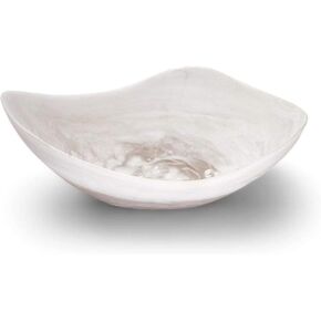 Two's Company CSR007 White Cloud Marbleized Organic Shaped Bowl, 15-inch Width, Resin in Kuwait
