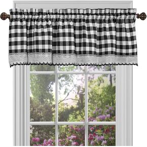 Achim Buffalo Check Valance Window Curtains - 58 Inch Width, 14 Inch Length - Black & White Plaid & Dining Room Home Decor & Buffalo Check Panel - 42x84 - Black/White in Kuwait