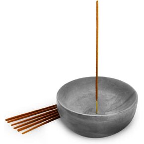 شريحة من جودنس حامل للبخور كبير الاسمنت الرمادي - مبخرة حديثة وبسيطة قياسية الحجم - بخور غير متضمنة - فقط لعيدان البخور الصغيرة بحجم 1 مم in Kuwait