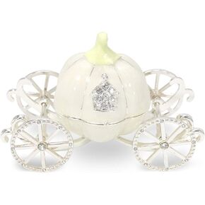 LASODY Hand Painted Enameled Cinderella Pumpkin Carriage Decorative Hinged Jewelry Trinket Box Unique Gift for Family,Jewelry Chests