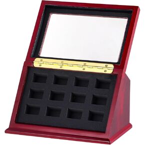 حقيبة عرض خشبية لحلقة البطولة من Joyibay، حامل حقيبة تخزين المجوهرات ذو 12 فتحة مع نافذة شفافة، حلقات رياضية تعرض صندوق الظل، صينية تنظيم قوية لعرض المجوهرات in Kuwait