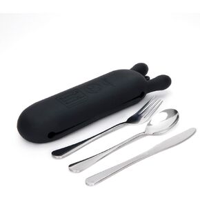 حافظة أدوات سيليكون، حافظة أدوات فضية مغناطيسية مقاومة للماء والغبار من Hitseon لمجموعة أدوات الطعام، حامل أدوات محمول قابل لإعادة الاستخدام لصندوق الغداء والتخييم الفضيات (كاكي) in Kuwait