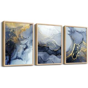 Fashion Wall Art for Living Room Family Wall Decor for Bedroom Modern Wall Decorations for Kitchen Canvas Art Golden Leaves Abstract Paintings Bathroom Hang Pictures Artwork Home Decoration 3 Pieces