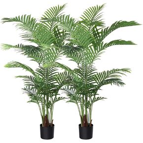 Qriocioa Artificial Areca Palm Tree 6FT Faux Areca Palm Plants Fake Tropical Palm Tree with 20 Trunks Perfect Tall Faux Dypsis Lutescens Plants for Entryway Home Office Porch Balcony Decor, 2Pack in Kuwait