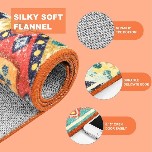 سجادة عداء Wonnitar Boho قابلة للغسل مقاس 2 × 6، سجادة مطبخ ملونة رفيعة للغاية غير قابلة للانزلاق، عداء سجاد غسيل قبلي جنوبي غربي، سجادة مطبوعة متعثرة لغرفة نوم مدخل الحمام in Kuwait