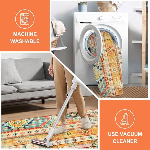 سجادة عداء Wonnitar Boho قابلة للغسل مقاس 2 × 6، سجادة مطبخ ملونة رفيعة للغاية غير قابلة للانزلاق، عداء سجاد غسيل قبلي جنوبي غربي، سجادة مطبوعة متعثرة لغرفة نوم مدخل الحمام in Kuwait