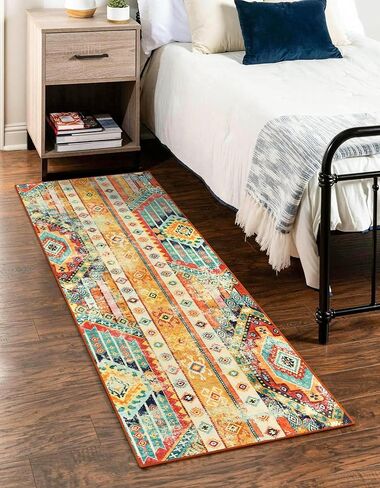 سجادة عداء Wonnitar Boho قابلة للغسل مقاس 2 × 6، سجادة مطبخ ملونة رفيعة للغاية غير قابلة للانزلاق، عداء سجاد غسيل قبلي جنوبي غربي، سجادة مطبوعة متعثرة لغرفة نوم مدخل الحمام in Kuwait