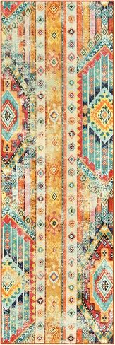 سجادة عداء Wonnitar Boho قابلة للغسل مقاس 2 × 6، سجادة مطبخ ملونة رفيعة للغاية غير قابلة للانزلاق، عداء سجاد غسيل قبلي جنوبي غربي، سجادة مطبوعة متعثرة لغرفة نوم مدخل الحمام in Kuwait