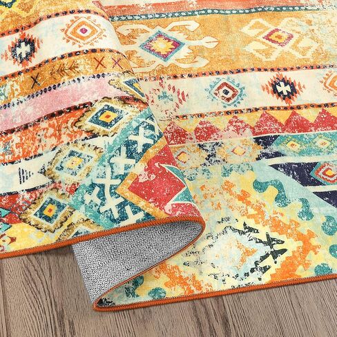 سجادة عداء Wonnitar Boho قابلة للغسل مقاس 2 × 6، سجادة مطبخ ملونة رفيعة للغاية غير قابلة للانزلاق، عداء سجاد غسيل قبلي جنوبي غربي، سجادة مطبوعة متعثرة لغرفة نوم مدخل الحمام in Kuwait