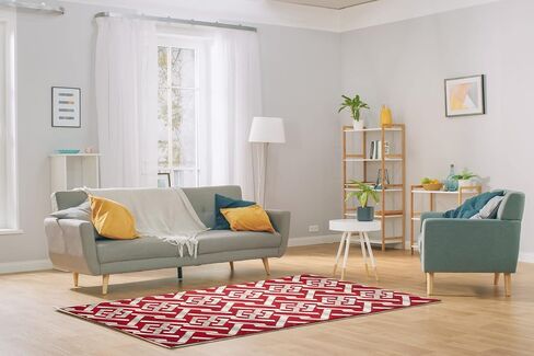 ShadesU Smart Custom Size Modern Geometric Design Non-Slip Hallway Runner Rug Carpet Low-Pile 0,3" Non Slip Backed (Grey Color, 31inch Wide x 16ft Length) in Kuwait