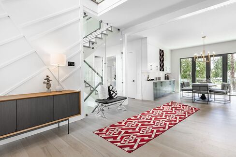 ShadesU Smart Custom Size Modern Geometric Design Non-Slip Hallway Runner Rug Carpet Low-Pile 0,3" Non Slip Backed (Grey Color, 31inch Wide x 16ft Length) in Kuwait