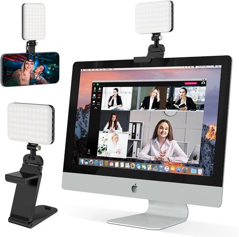 مصباح LED متدفق من ALTSON مع حامل للكمبيوتر المحمول، حامل شاشة 2 في 1 وحامل طاولة، قابل لإعادة الشحن 2200 مللي أمبير، 2500K-6500K، 3 أوضاع إضاءة للبث ومؤتمرات الفيديو واجتماعات التكبير - الكمبيوتر الشخصي/Mac in Kuwait