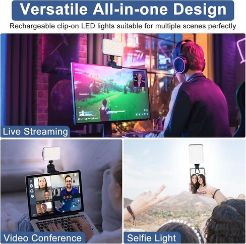 مصباح LED متدفق من ALTSON مع حامل للكمبيوتر المحمول، حامل شاشة 2 في 1 وحامل طاولة، قابل لإعادة الشحن 2200 مللي أمبير، 2500K-6500K، 3 أوضاع إضاءة للبث ومؤتمرات الفيديو واجتماعات التكبير - الكمبيوتر الشخصي/Mac in Kuwait