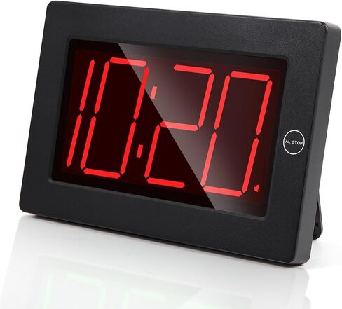 ساعة حائط رقمية LED من Timegyro تعمل بالبطارية - ساعة رقمية كبيرة الحجم، سطوع قابل للتعديل، مثبتة على الحائط أو الطاولة in Kuwait