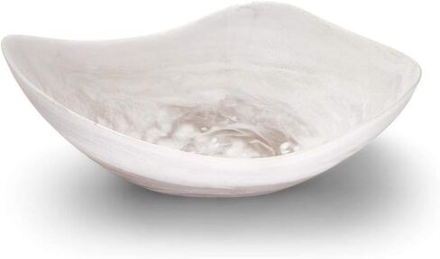 Two's Company CSR007 White Cloud Marbleized Organic Shaped Bowl, 15-inch Width, Resin in Kuwait