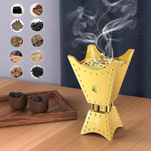 Electronic Incense Burner, Rechargeable USB Arabian Incense Burner Electric Aromatherapy Machine Muslim Incense Holder for Car and Home in Kuwait