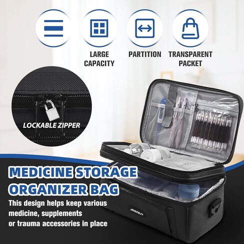 منظم زجاجات حبوب الدواء وحقيبة تخزين مع حقيبة محمولة للاسعافات الاولية لتنظيم الادوية المنزلية للسفر من جيه ار كيو سي اس جيه واي in Kuwait