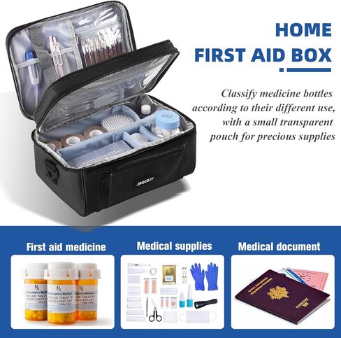 منظم زجاجات حبوب الدواء وحقيبة تخزين مع حقيبة محمولة للاسعافات الاولية لتنظيم الادوية المنزلية للسفر من جيه ار كيو سي اس جيه واي in Kuwait