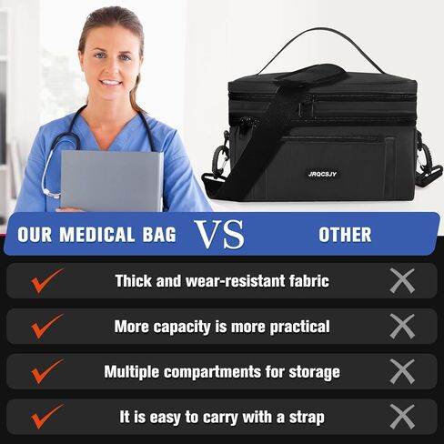 منظم زجاجات حبوب الدواء وحقيبة تخزين مع حقيبة محمولة للاسعافات الاولية لتنظيم الادوية المنزلية للسفر من جيه ار كيو سي اس جيه واي in Kuwait