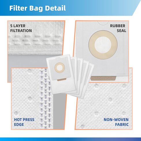 أكياس فلتر 496187 CT 26 متوافقة مع Festool CT CTL CTM 26 E أكياس فلتر ذاتية التنظيف لمستخرج الغبار لأكياس Festool الكهربائية - 5 عبوات in Kuwait