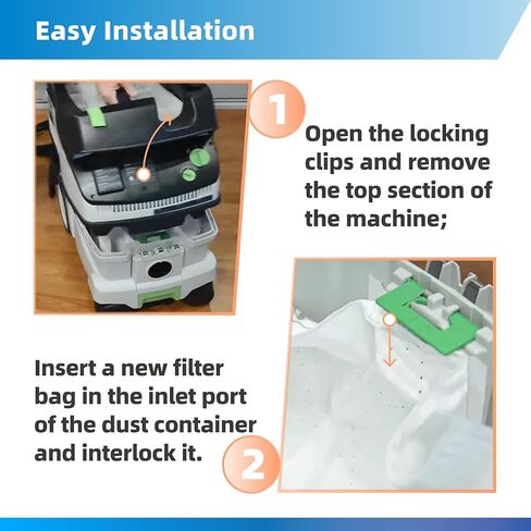 أكياس فلتر 496187 CT 26 متوافقة مع Festool CT CTL CTM 26 E أكياس فلتر ذاتية التنظيف لمستخرج الغبار لأكياس Festool الكهربائية - 5 عبوات in Kuwait