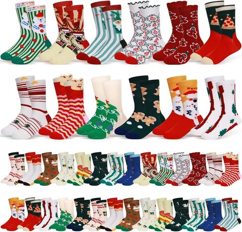 Suhine 40 Pair Christmas Gift Socks for Kids Holiday Xmas Novelty Cute Fun Dress Socks Christmas Socks for Kids Bulk Boys Girls Winter, 6-10 Years in Saudi Arabia