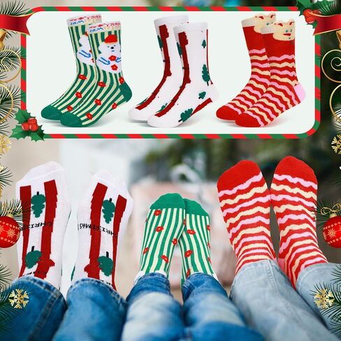 Suhine 40 Pair Christmas Gift Socks for Kids Holiday Xmas Novelty Cute Fun Dress Socks Christmas Socks for Kids Bulk Boys Girls Winter, 6-10 Years in Saudi Arabia