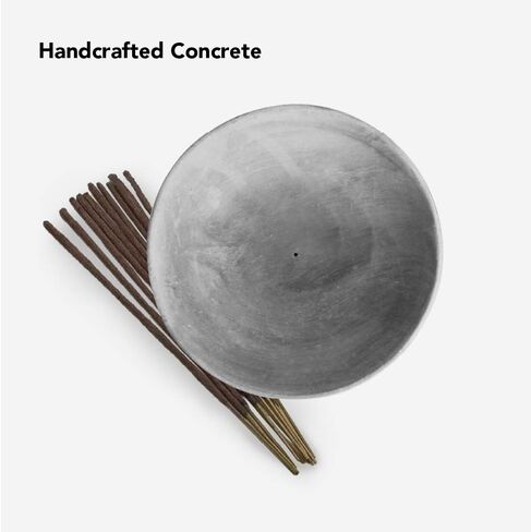 شريحة من جودنس حامل للبخور كبير الاسمنت الرمادي - مبخرة حديثة وبسيطة قياسية الحجم - بخور غير متضمنة - فقط لعيدان البخور الصغيرة بحجم 1 مم in Kuwait