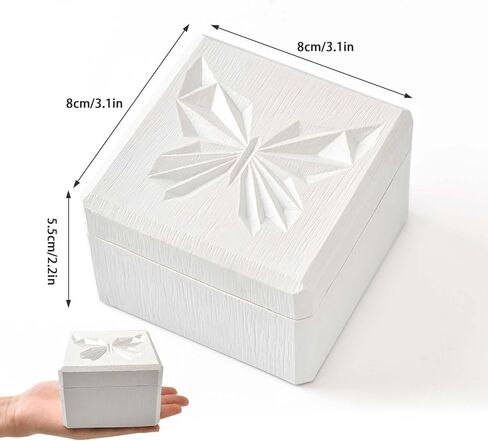 JINGIHE صندوق مجوهرات الفراشة هدايا للنساء، صناديق تخزين مزخرفة مع أغطية، هدايا شكر للأم، هدايا الصداقة، صندوق تذكار منحوت مطلي يدويًا لديكور المنزل (أزرق) in Kuwait