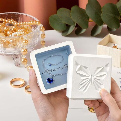 JINGIHE صندوق مجوهرات الفراشة هدايا للنساء، صناديق تخزين مزخرفة مع أغطية، هدايا شكر للأم، هدايا الصداقة، صندوق تذكار منحوت مطلي يدويًا لديكور المنزل (أزرق) in Kuwait