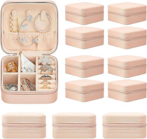 NENAGGE 12 Pcs Travel Jewelry Case Bridesmaid Gift Boxes Jewelry Travel Organizer Small Jewelry Box Mini Storage Organizer Storage Box for Women Girls Bridesmaid Gift (White, Pink) in Saudi Arabia