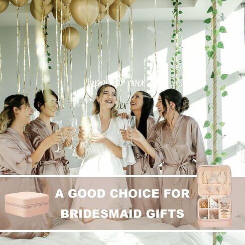 NENAGGE 12 Pcs Travel Jewelry Case Bridesmaid Gift Boxes Jewelry Travel Organizer Small Jewelry Box Mini Storage Organizer Storage Box for Women Girls Bridesmaid Gift (White, Pink) in Saudi Arabia