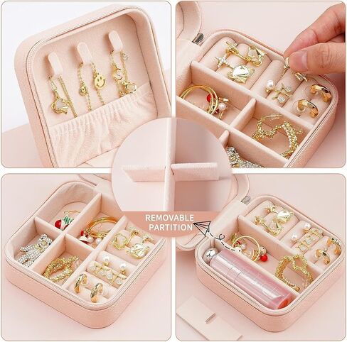 NENAGGE 12 Pcs Travel Jewelry Case Bridesmaid Gift Boxes Jewelry Travel Organizer Small Jewelry Box Mini Storage Organizer Storage Box for Women Girls Bridesmaid Gift (White, Pink) in Saudi Arabia