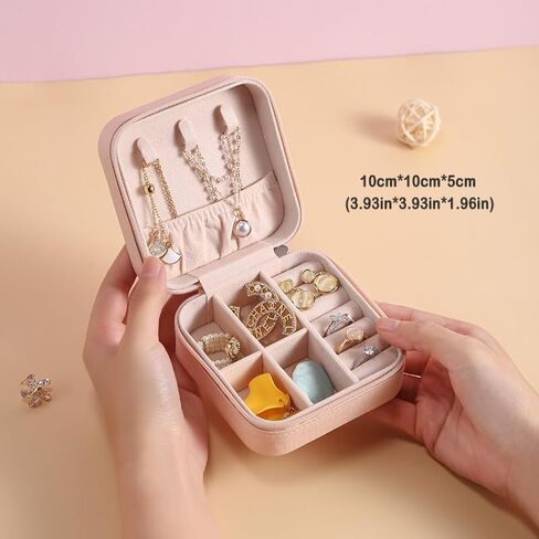 NENAGGE 12 Pcs Travel Jewelry Case Bridesmaid Gift Boxes Jewelry Travel Organizer Small Jewelry Box Mini Storage Organizer Storage Box for Women Girls Bridesmaid Gift (White, Pink) in Saudi Arabia