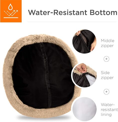 سرير للكلاب مقاس 36 بوصة من Best Choice Products، سرير قطيفة ذاتي التدفئة من الفرو على شكل دونات مهدئ للحيوانات الأليفة مع بطانة مقاومة للماء، حافة مرتفعة - رمادي in Saudi Arabia