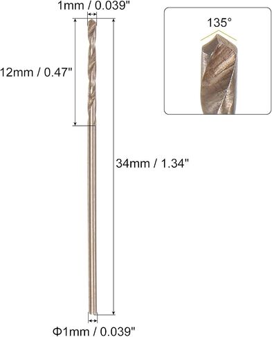 uxcell 12pcs Jobber Drill Bits 1mm (0.039") Black Nitride & Gold Titanium Coated M2 High Speed Steel (HSS) Twist Drill Bits for Stainless Steel Aluminum Alloy Metal in Saudi Arabia