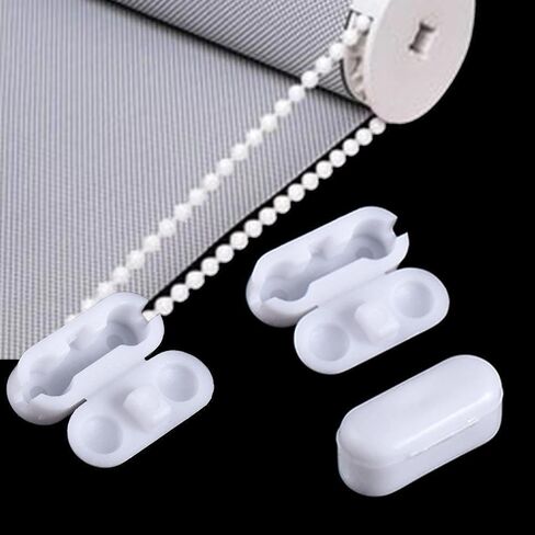 20Pcs White Roller Blinds Pull Cord Connector Curtain Chain Connector Plastic Replacement Vertical Roman Roller Blind Ball Chain Cord Connector Clips for Window Roller Window Shades Window Treatments in Saudi Arabia