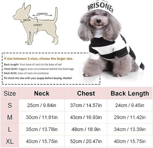 Prisoner Dog Costume Prison Pooch Dog Halloween Costumes, Halloween Costume for Small Medium Dogs, Pet Prisoner Costume with Hat for Halloween Christmas Birthday Party Photo Props Accessories in Kuwait